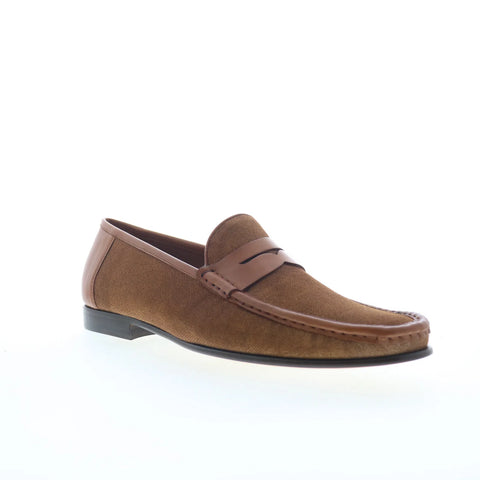 Mezlan 26806 Mens Brown Canvas Slip On Loafers & Slip Ons Penny Shoes