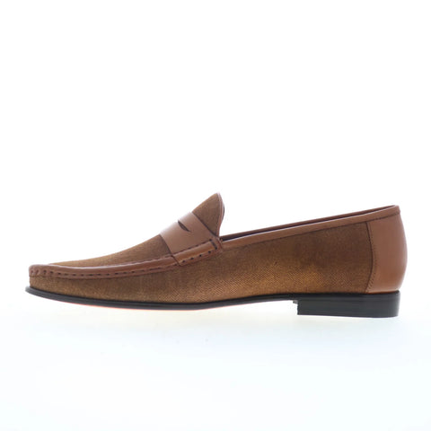 Mezlan 26806 Mens Brown Canvas Slip On Loafers & Slip Ons Penny Shoes