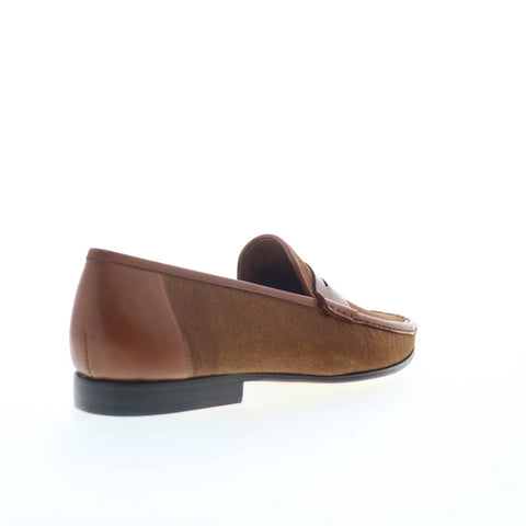 Mezlan 26806 Mens Brown Canvas Slip On Loafers & Slip Ons Penny Shoes