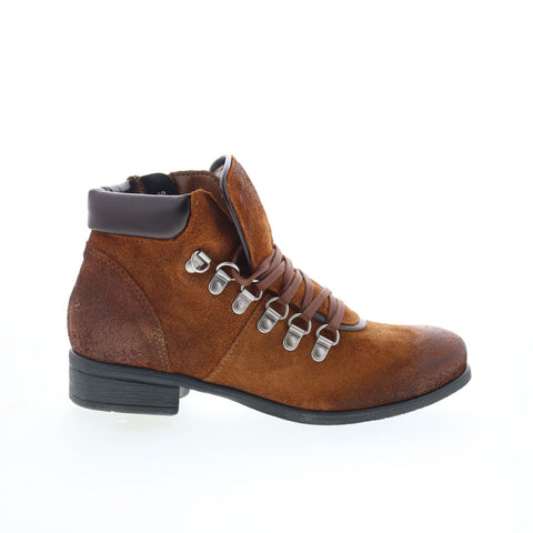 Miz Mooz Steffy Womens Brown Suede Lace Up Ankle & Booties Boots