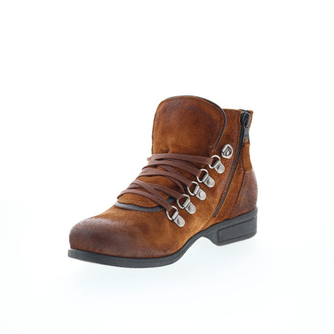 Miz Mooz Steffy Womens Brown Suede Lace Up Ankle & Booties Boots