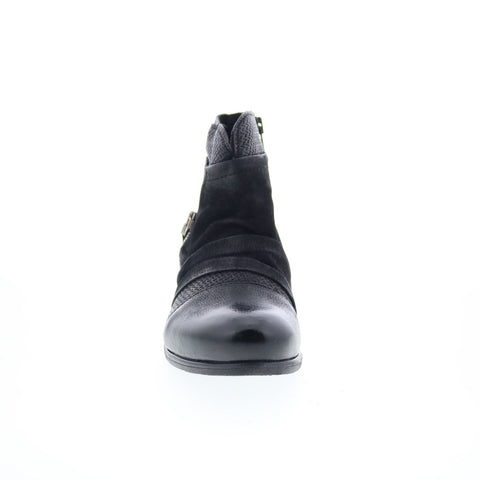Miz Mooz Sunny-QVC Womens Black Leather Zipper Ankle & Booties Boots