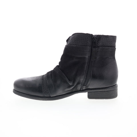 Miz Mooz Sunny-QVC Womens Black Leather Zipper Ankle & Booties Boots