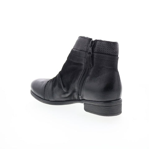 Miz Mooz Sunny-QVC Womens Black Leather Zipper Ankle & Booties Boots