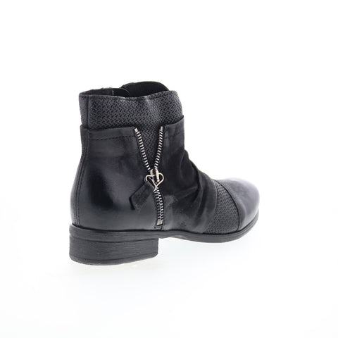 Miz Mooz Sunny-QVC Womens Black Leather Zipper Ankle & Booties Boots