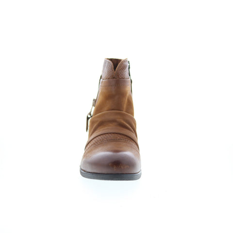 Miz Mooz Sunny-QVC Womens Brown Leather Zipper Ankle & Booties Boots