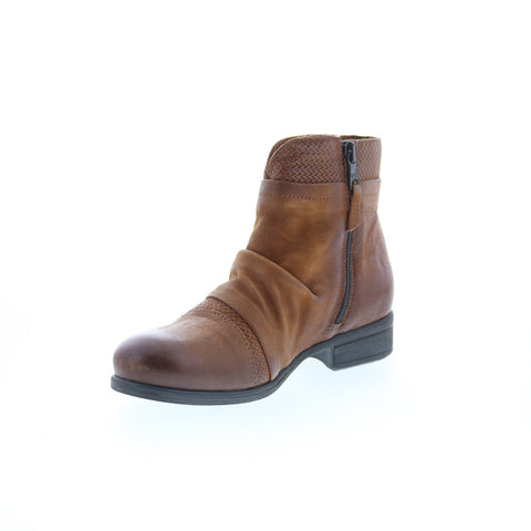 Miz Mooz Sunny-QVC Womens Brown Leather Zipper Ankle & Booties Boots