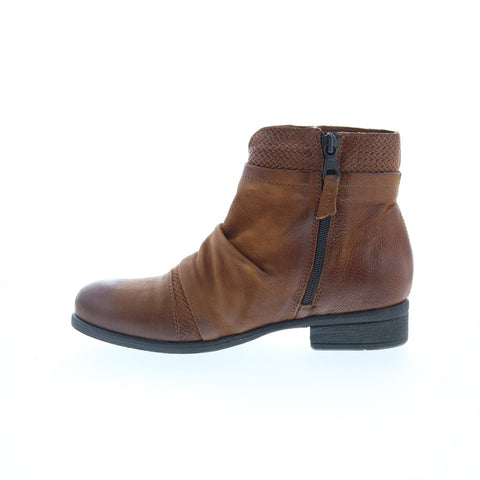 Miz Mooz Sunny-QVC Womens Brown Leather Zipper Ankle & Booties Boots