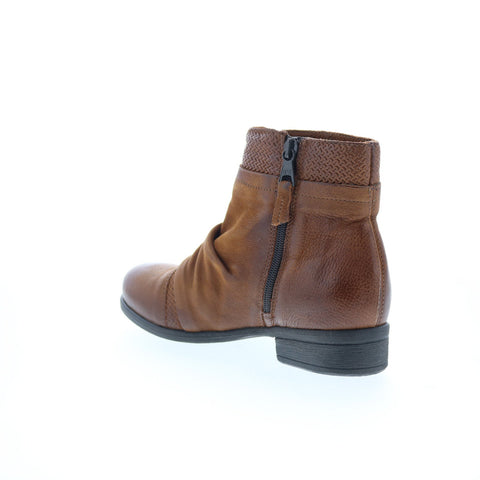 Miz Mooz Sunny-QVC Womens Brown Leather Zipper Ankle & Booties Boots