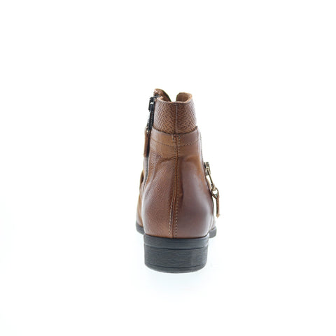 Miz Mooz Sunny-QVC Womens Brown Leather Zipper Ankle & Booties Boots