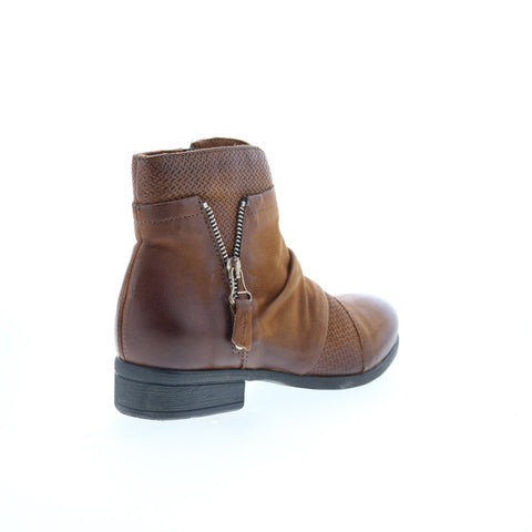 Miz Mooz Sunny-QVC Womens Brown Leather Zipper Ankle & Booties Boots