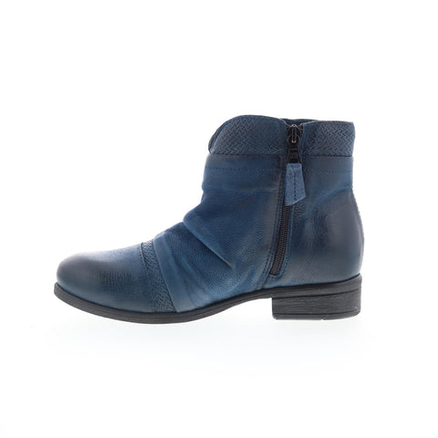 Miz Mooz Sunny-QVC Womens Blue Leather Zipper Ankle & Booties Boots