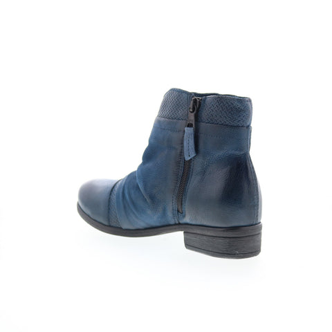 Miz Mooz Sunny-QVC Womens Blue Leather Zipper Ankle & Booties Boots