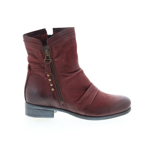 Miz Mooz Sandi Womens Burgundy Leather Zipper Casual Dress Boots