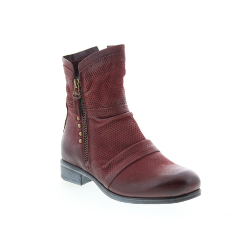 Miz Mooz Sandi Womens Burgundy Leather Zipper Casual Dress Boots