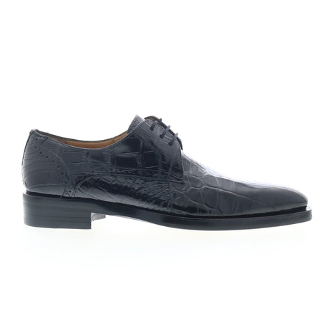 Mezlan Dandy Alligator Lace Up 27832 Mens Black Oxfords Plain Toe Shoes