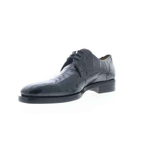 Mezlan Dandy Alligator Lace Up 27832 Mens Black Oxfords Plain Toe Shoes