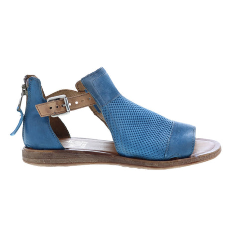 Miz Mooz Fiona Womens Blue Leather Hook & Loop Strap Sandals Shoes