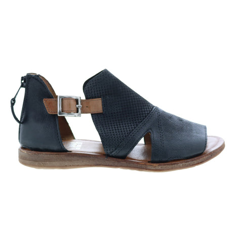Miz Mooz Flume 279036 Womens Black Leather Hook & Loop Strap Sandals Shoes