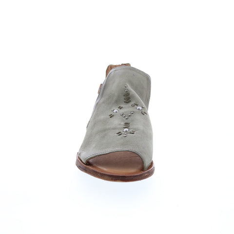 Miz Mooz Feat 279040 Womens Gray Leather Hook & Loop Strap Sandals Shoes
