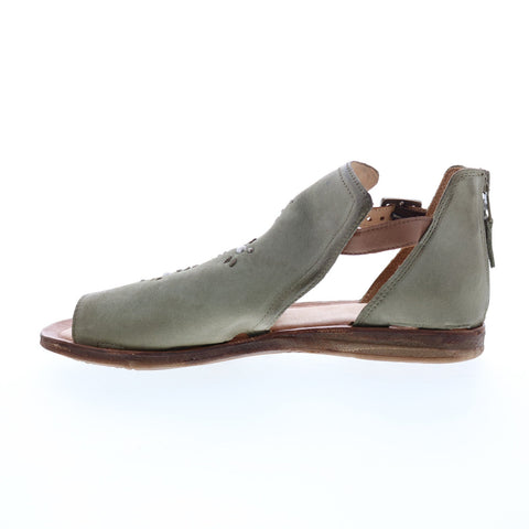 Miz Mooz Feat 279040 Womens Gray Leather Hook & Loop Strap Sandals Shoes