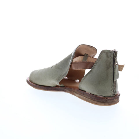 Miz Mooz Feat 279040 Womens Gray Leather Hook & Loop Strap Sandals Shoes