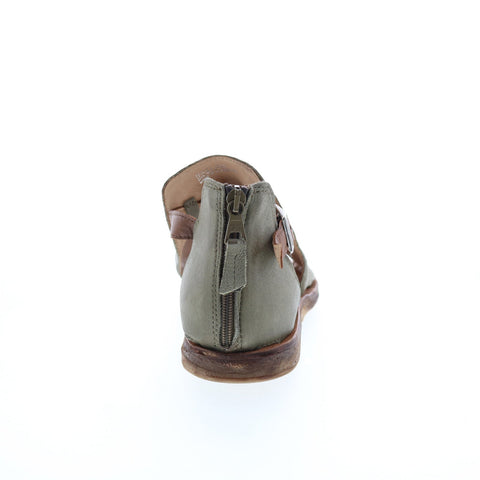 Miz Mooz Feat 279040 Womens Gray Leather Hook & Loop Strap Sandals Shoes