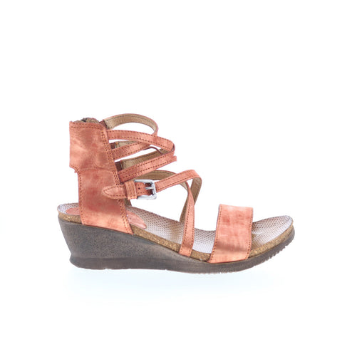 Miz Mooz Shay 287007-601-6369 Womens Brown Leather Wedges Sandals Shoes