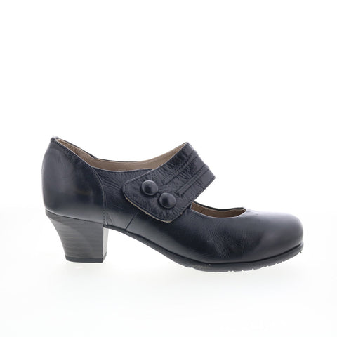 Miz Mooz Fiddle 292104-202-6002 Womens Black Leather Pumps Heels Shoes