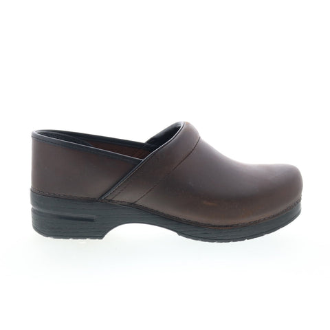 Dansko Professional Antique Womens Brown Wide Clogs Flats Shoes