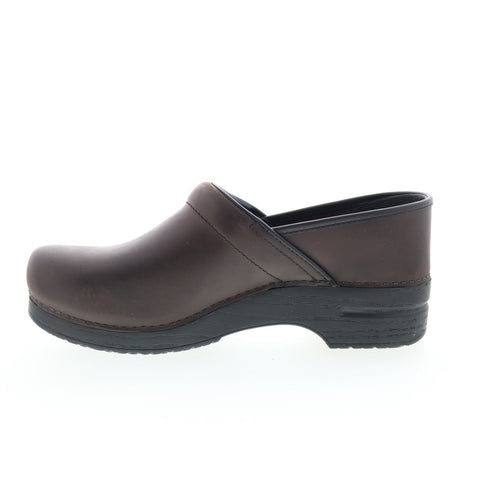 Dansko Professional Antique Womens Brown Wide Clogs Flats Shoes
