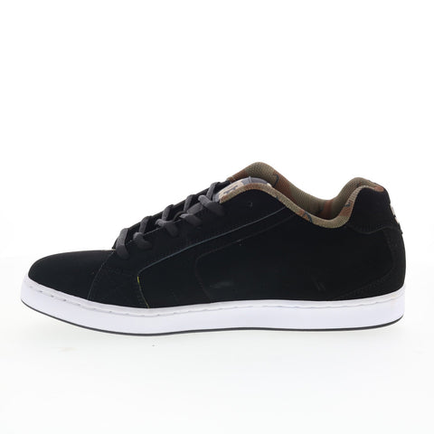 DC Net 302361-XKGK Mens Black Nubuck Lace Up Skate Inspired Sneakers Shoes