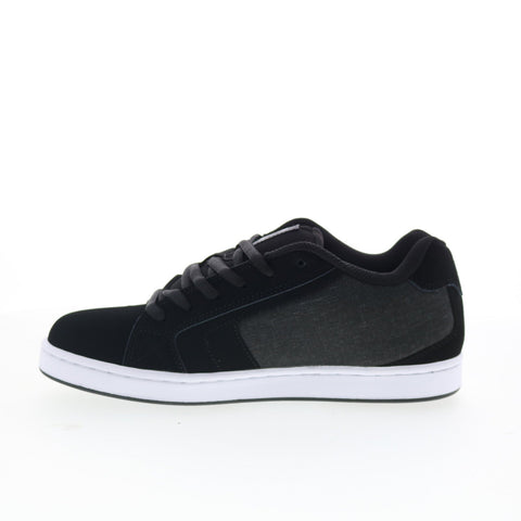 DC Net 302361-XKWK Mens Black Nubuck Lace Up Skate Inspired Sneakers Shoes