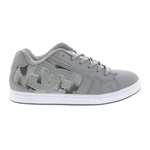 DC Net 302361-YRS Mens Gray Leather Lace Up Skate Inspired Sneakers Shoes