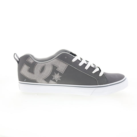 DC Court Vulc SE 303187 Mens Gray Leather Skate Inspired Sneakers Shoes