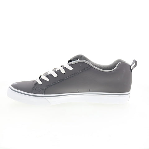 DC Court Vulc SE 303187 Mens Gray Leather Skate Inspired Sneakers Shoes