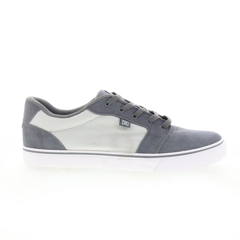 DC Anvil 303190 Mens Gray Suede Lace Up Skate Inspired Sneakers Shoes