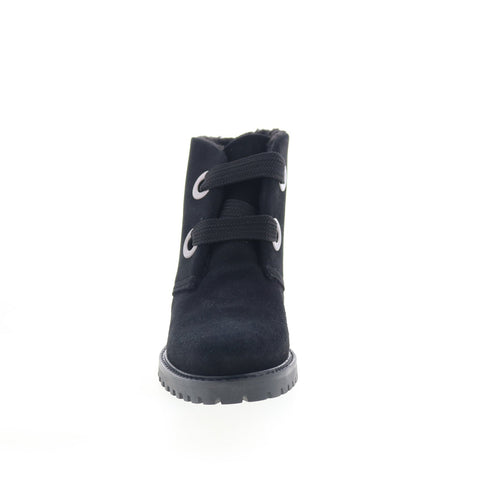 Bos. & Co. Index 30677 Womens Black Suede Lace Up Ankle & Booties Boots