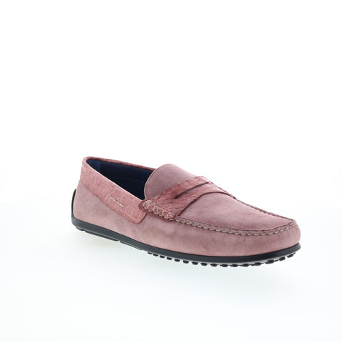 Zelli Italia Monza Croc Suede Driver Loafer Mens Pink Loafers Moccasin Shoes