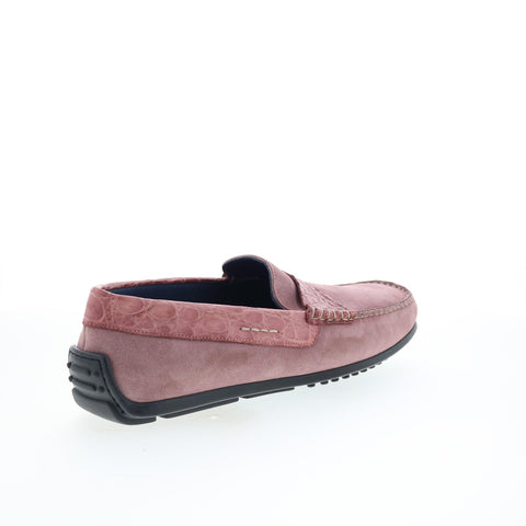 Zelli Italia Monza Croc Suede Driver Loafer Mens Pink Loafers Moccasin Shoes