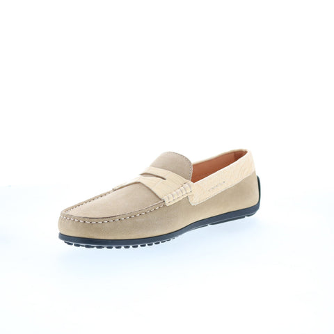 Zelli Italia Monza Suede Calfskin Crocodile Mens Gray Loafers Penny Shoes