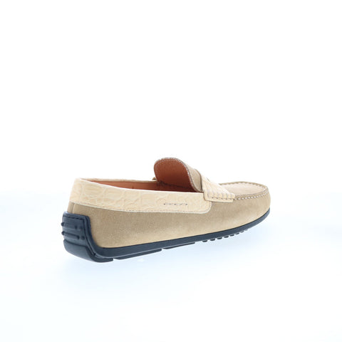 Zelli Italia Monza Suede Calfskin Crocodile Mens Gray Loafers Penny Shoes