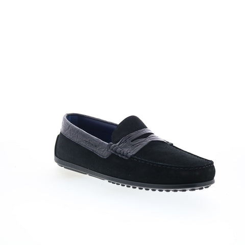 Zelli Italia Monza Suede Mens Black Loafers & Slip Ons Moccasin Shoes