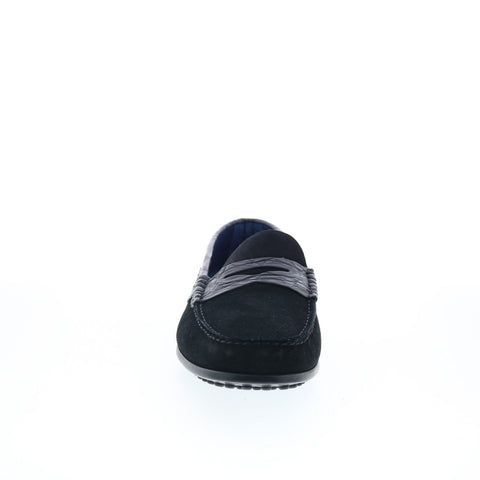 Zelli Italia Monza Suede Mens Black Loafers & Slip Ons Moccasin Shoes