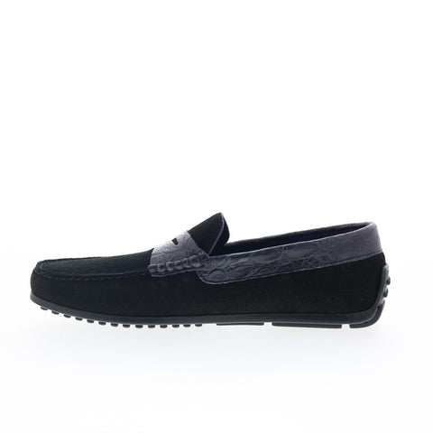 Zelli Italia Monza Suede Mens Black Loafers & Slip Ons Moccasin Shoes