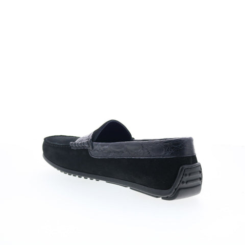 Zelli Italia Monza Suede Mens Black Loafers & Slip Ons Moccasin Shoes