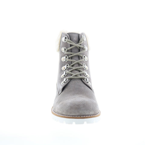 Diba True Draw Tap 31120 Womens Gray Suede Lace Up Casual Dress Boots
