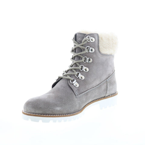 Diba True Draw Tap 31120 Womens Gray Suede Lace Up Casual Dress Boots