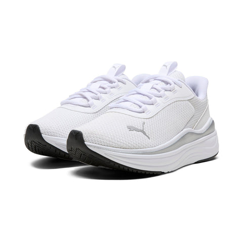 Puma Stakd Evo 31128904 Womens White Canvas Lace Up Athletic Running Shoes