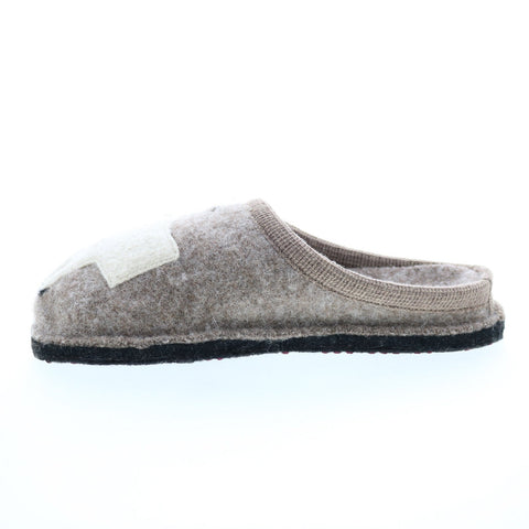 Haflinger Goat 313099-46H Womens Brown Canvas Slip On Clogs Slippers Shoes